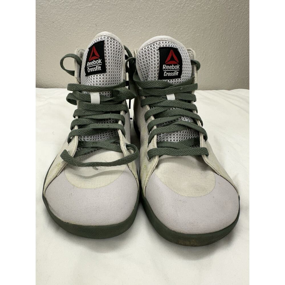 Reebok Crossfit Sneakers Size 8.5 High Top Trainer Shoes Lace Up White Green - Picture 4 of 12